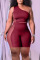 Burgundy Casual Solid Patchwork See-through Oblique Collar Sleeveless Two Pieces