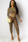 Orange Casual Embroidery Two Piece Suits Print pencil Long Sleeve Two-piece Pants Set