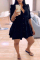 Sky Blue Fashion Casual Solid Turndown Collar Shirt Dress