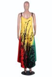 multicolor Popper Coloured drawing Sleeveless V Neck Jumpsuits