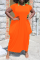 Tangerine Red Casual Solid Split Joint O Neck Straight Dresses
