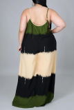 Army Green Fashion Casual Print Backless Spaghetti Strap Plus Size Jumpsuits