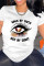 White Fashion Casual Eyes Printed Basic O Neck T-Shirts