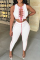 Rose Red Fashion Sexy Patchwork Bandage Hollowed Out O Neck Sleeveless Two Pieces