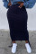 Tibetan Blue Fashion Casual Solid Fold Regular High Waist Skirts