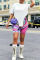 Pink Purple Fashion Casual Print Basic Regular High Waist Shorts