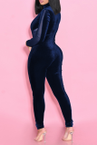 Black Sexy Patchwork Mesh Half A Turtleneck Skinny Jumpsuits