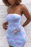 Purple Sexy Off Shoulder Print Sleeveless Dress