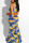 Blue Yellow Sexy Print Hollowed Out Patchwork Halter Straight Dresses