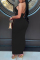Black Sexy Solid Bandage Hollowed Out Backless Halter Sleeveless Dress