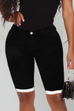 Black Casual Solid Split Joint Plus Size Jeans
