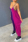 Pink Purple Sexy Casual Solid Split Joint Backless Spaghetti Strap Loose Jumpsuits