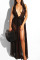Black Hooded Out Solid Mesh Patchwork Casual Sexy Cover-Ups & Beach Dresses（without underwear）