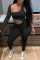 Black Fashion Sexy Solid Hollowed Out One Shoulder Skinny Jumpsuits