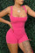 Pink Sexy Casual Solid Bandage Backless U Neck Skinny Romper