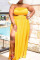 Yellow Sexy  Vacation Print Polka Dot Split Joint Strapless Beach Plus Size Two Pieces