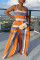 Orange Sexy Casual Print Backless Spaghetti Strap Regular Jumpsuits