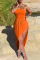 Orange Fashion Sexy Solid Backless Strapless Irregular Dress