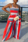 Red Sexy Casual Print Backless Spaghetti Strap Regular Jumpsuits