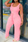 Pink Fashion Sexy Solid Sleeveless O Neck Jumpsuits