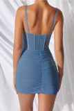 Light Blue Sexy Fashion Tight Suspender Dress