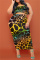 Colour Sexy Casual Print Vests Square Collar Plus Size Two Pieces