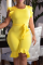 Yellow Casual Solid Flounce O Neck Regular Jumpsuits