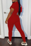 Red Sexy Solid Patchwork Half A Turtleneck Skinny Jumpsuits