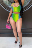 Green Fashion Sexy Print Backless Swimwears