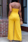 Yellow Casual Solid Split Joint Strapless Straight Jumpsuits