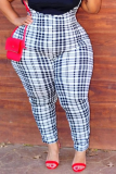 Black And White Casual Plaid Split Joint Plus Size
