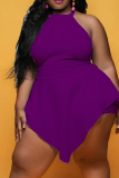 Rose Red Sexy Fashion Sleeveless Plus Size Romper