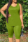 Green Casual Solid Split Joint U Neck Plus Size Two Pieces