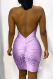 Purple Fashion Sexy Off Shoulder Sequin Dress