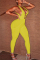 Yellow Fashion Sexy Solid Hollowed Out Backless V Neck Skinny Jumpsuits