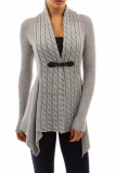 Khaki Trendy Patchwork Cardigan Sweaters