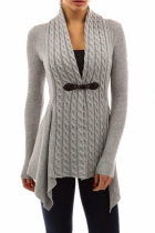 Grey Trendy Patchwork Cardigan Sweaters