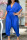 Blue Casual Solid Patchwork Frenulum V Neck Loose Jumpsuits