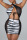 Black Sexy Print Hollowed Out Split Joint Frenulum See-through Halter Pencil Skirt Dresses