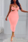 Pink Sexy Solid Hollowed Out Pencil Skirt Dresses
