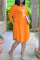 Orange Fashion Casual Print Basic O Neck Long Sleeve Dresses