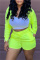 Fluorescent Green Fashion Casual Solid Cardigan Hooded Collar Long Sleeve Two Pieces (Without Vest)