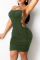 Army Green Sexy Casual Solid Patchwork Halter Pencil Skirt Dresses