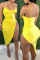 Yellow Fashion Sexy Solid Backless Swimwears