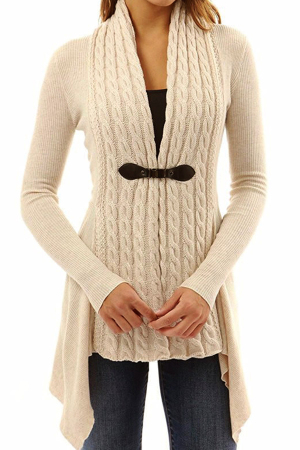 Khaki Trendy Patchwork Cardigan Sweaters