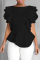 Black Fashion Casual Solid Split Joint O Neck Tops