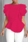 Rose Red Fashion Casual Solid Split Joint O Neck Tops