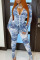 Royal Blue Casual Print Patchwork Zipper O Neck Skinny Jumpsuits