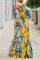 Red Fashion Casual Long Sleeve Bateau Neck Off The Shoulder Short Print Two Pieces