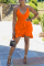 Orange Fashion Sexy Solid Backless Flounce Spaghetti Strap Sleeveless Dress